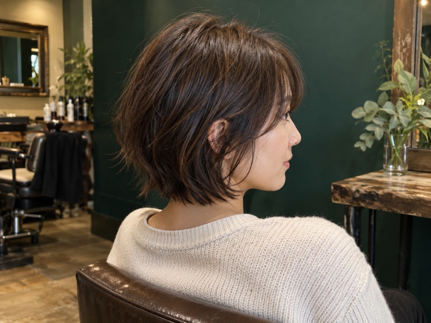 顎ラインの柔らかなシャグヘア